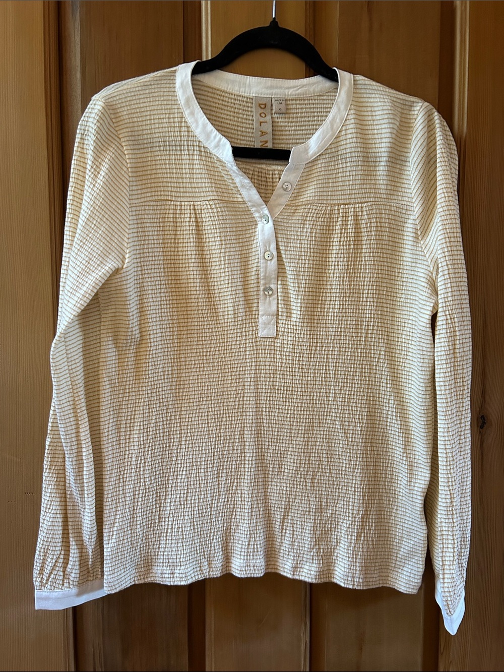 dolan Cream Waffle-Knit Long Sleeve Henley